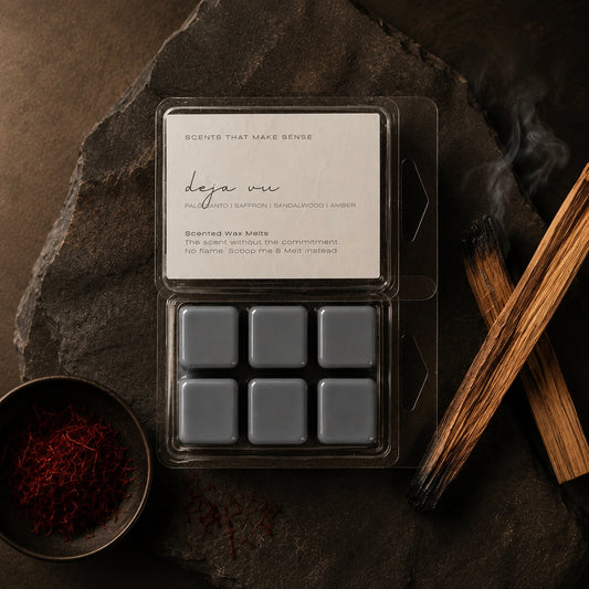 Deja Vu palo santo, sandalwood and amber scented wax melts by Scents That Make Sense NYC